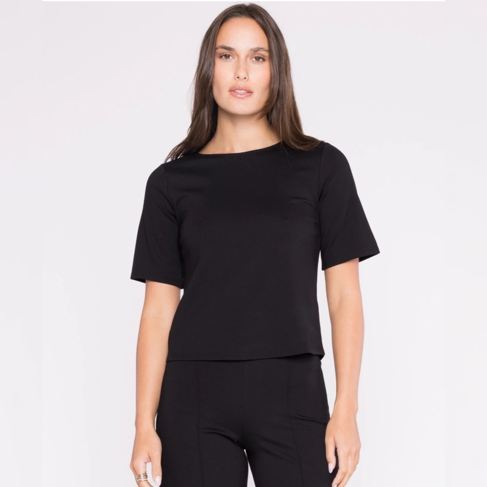 Ripley Rader Black Ponte Knit Short Sleeve Top Extended Size 3(M)